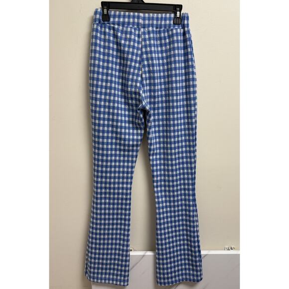 Urban Outfitters Blue White Gingham Flare Pants Size Small Stretch Pull-On - Picture 2 of 5